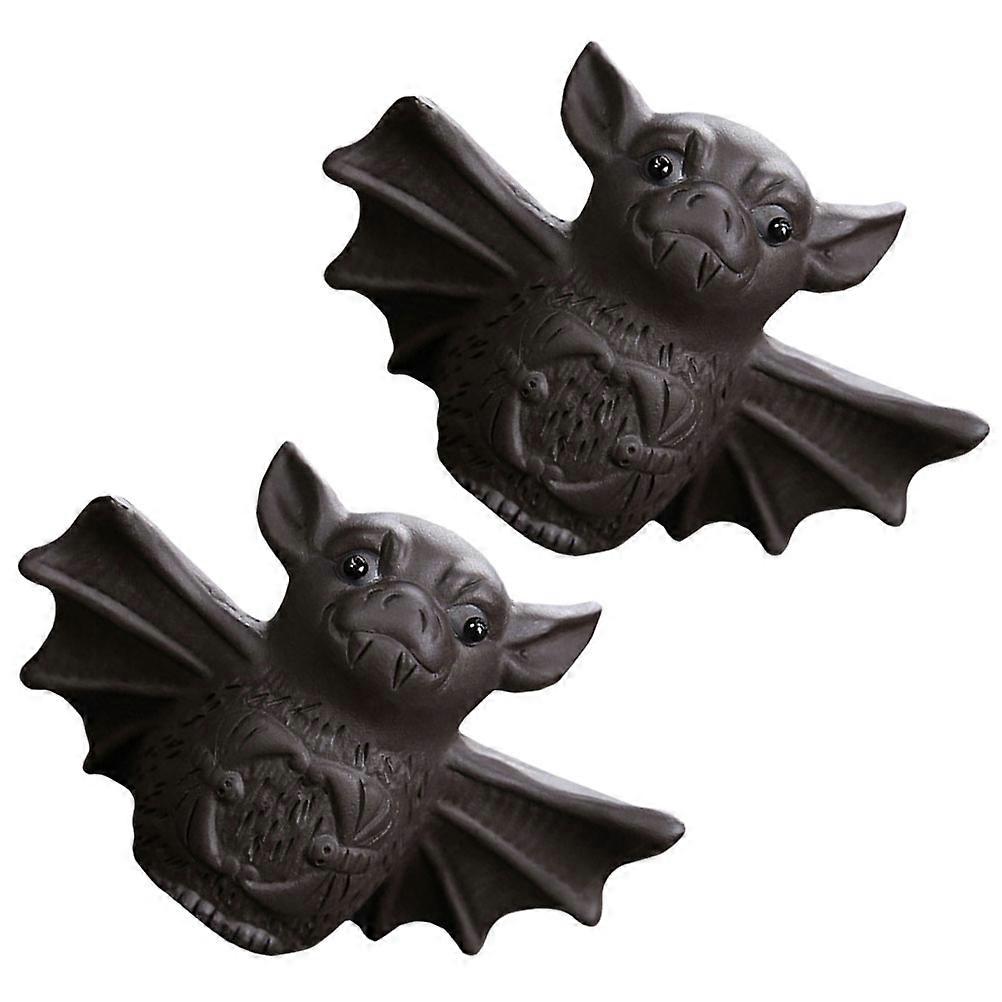 Purple Clay Tea Pet Bat Figurines Kung Fu Style Tea Accessories for Home Decor Small Size present 2Pcs
