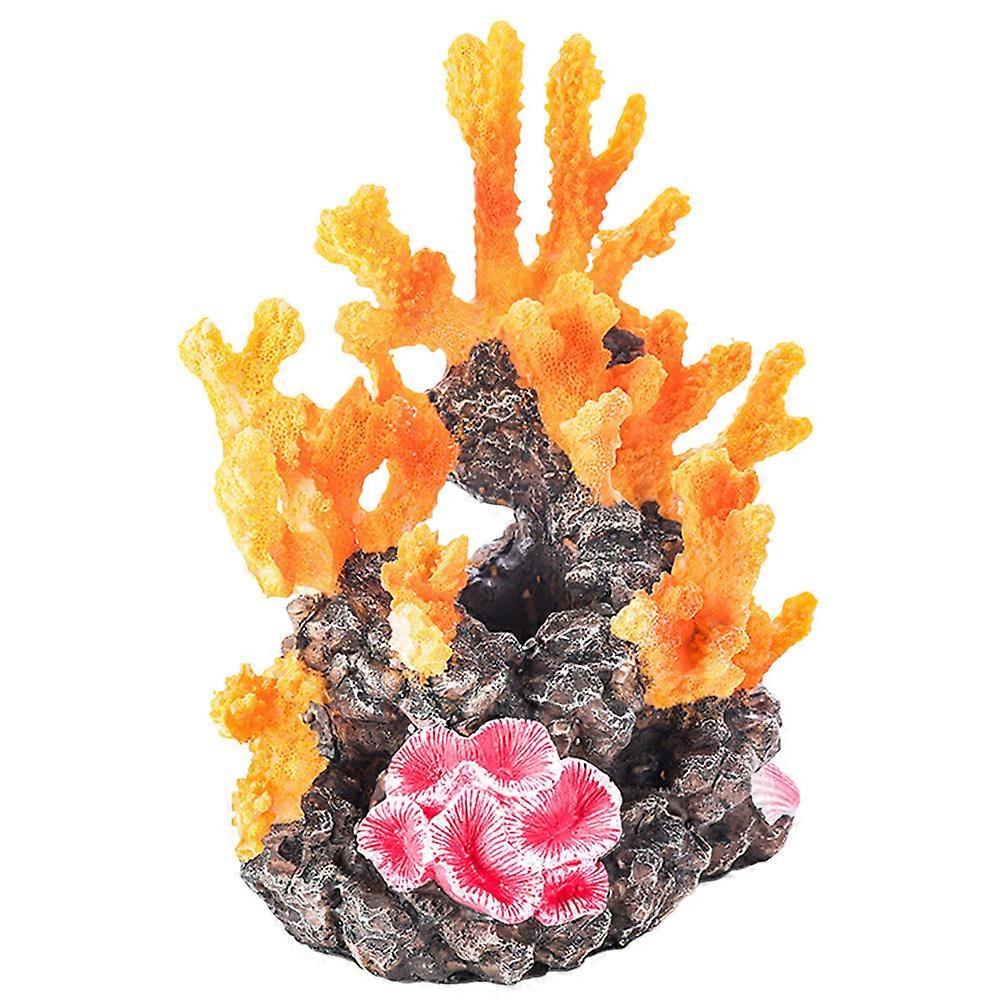 Ornamental Aquarium Decor Coral Shape Resin Material Fish Shelter 1Set