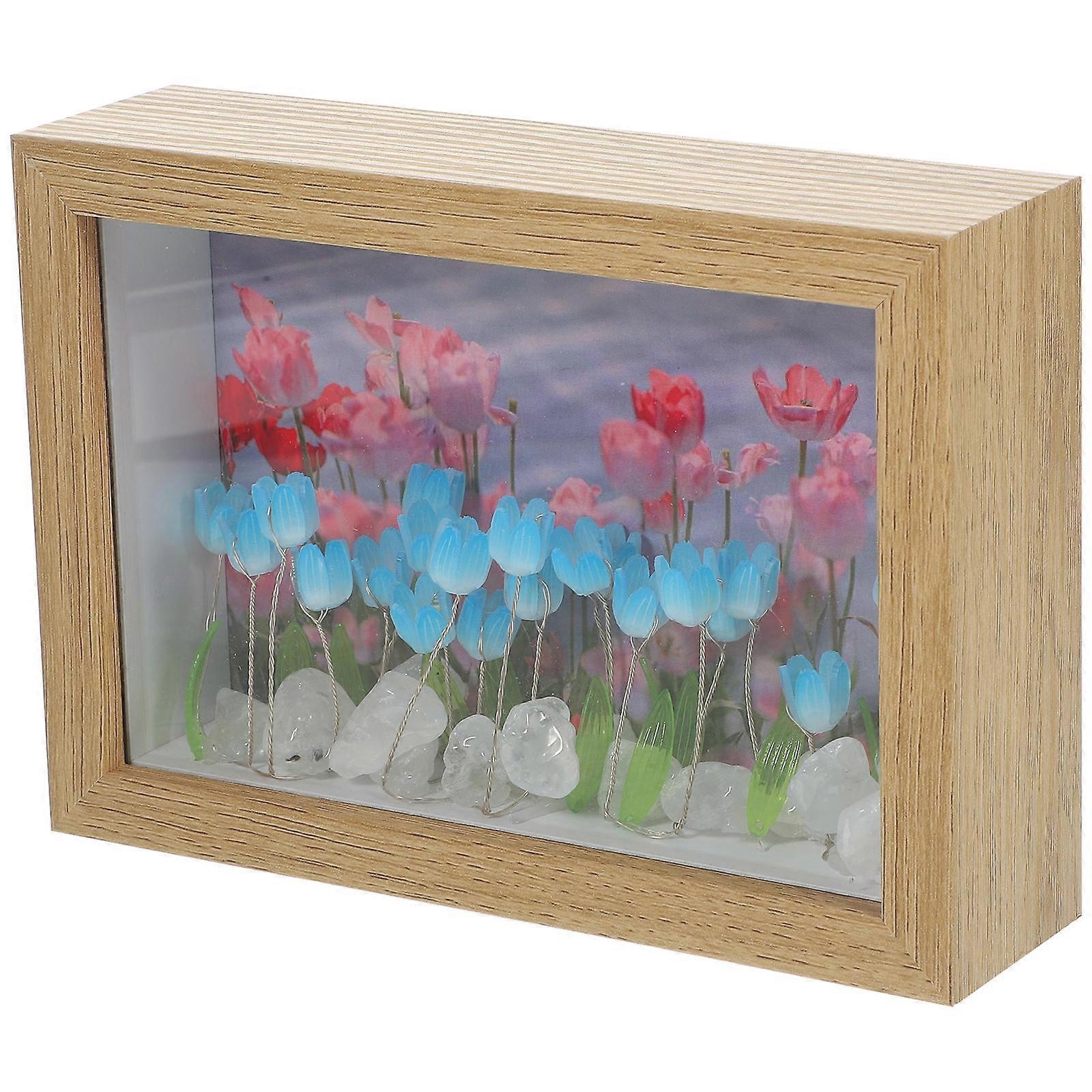 Tulip Shape Night Lamp Photo Frame Lighting Home Decor Assorted Color 1Pcs