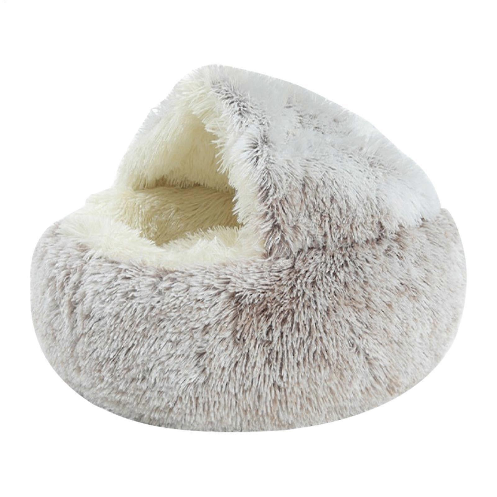 Washable Plush Cat Cave Bed with Self-Warming Insulation, Machine Washable