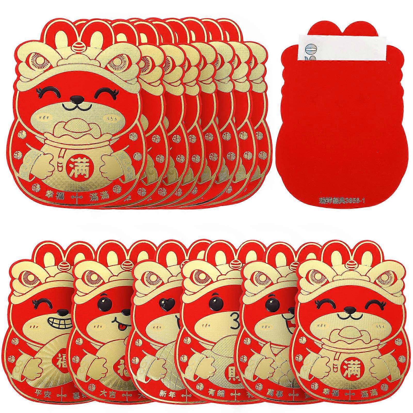 Chinese New Year Red Envelopes Rabbit Theme Lucky Money Storage Design 36Pcs