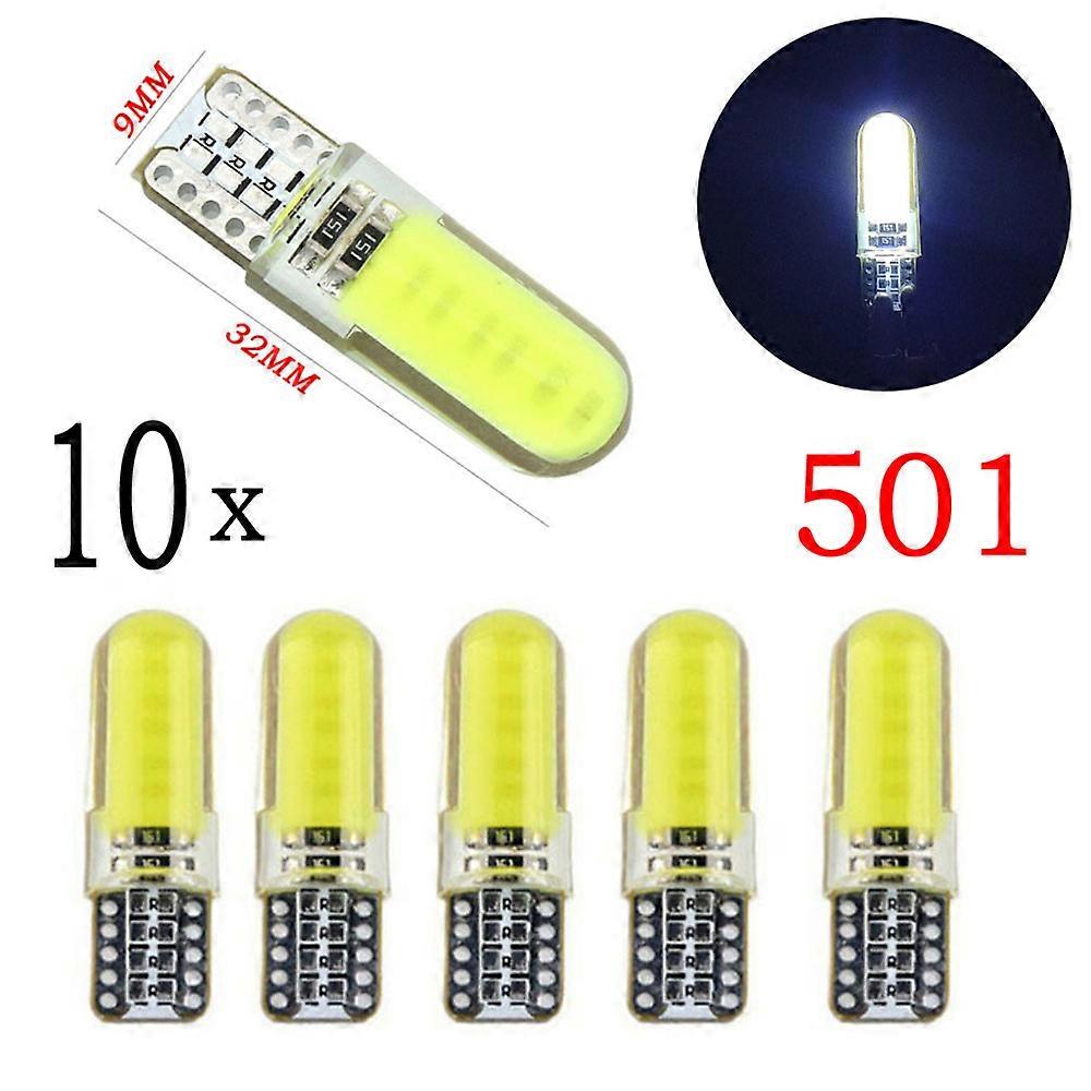 Side Light Bulb Light Cob W5w T10 White Wedge Light Automobiles Trunk Lamp Good Heat Dissipation 10Set