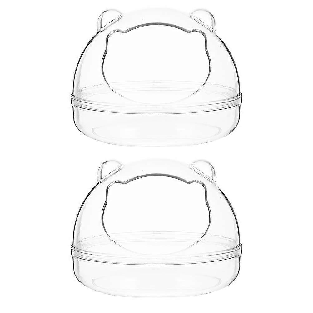 Hamster Bath Box 2Pcs Transparent Plastic with Pet-Friendly Edges for Hamster Bath Container