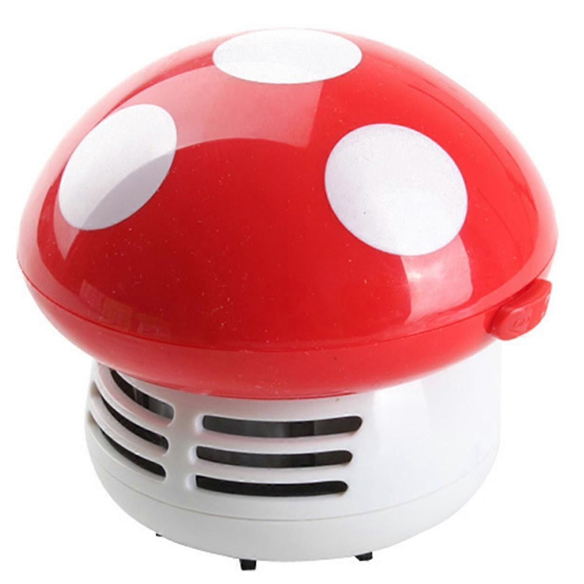 Handheld Mini Desktop Vacuum Cleaner Mushroom Shape Cleaner Desk Cleaner Eraser Dust Paper Dust Sweeper Red