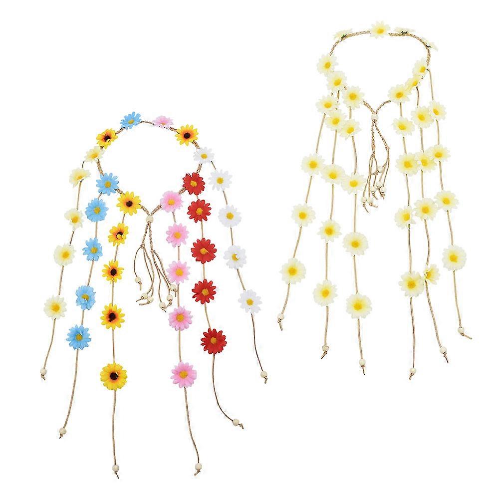 Floral Hair Wreath Headbands for Bohemian Flower Headdresses – Elegant Light Yellow Garland Accessories for Festivals and Parties
