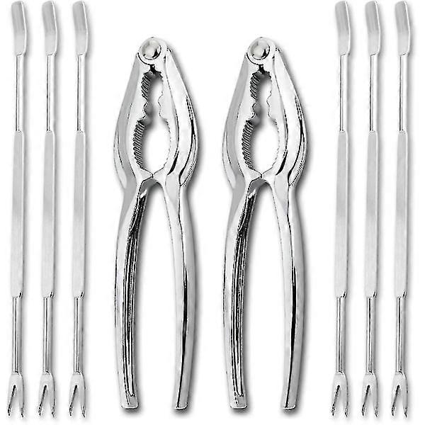 8-piece seafood tool kit with fork and tongs