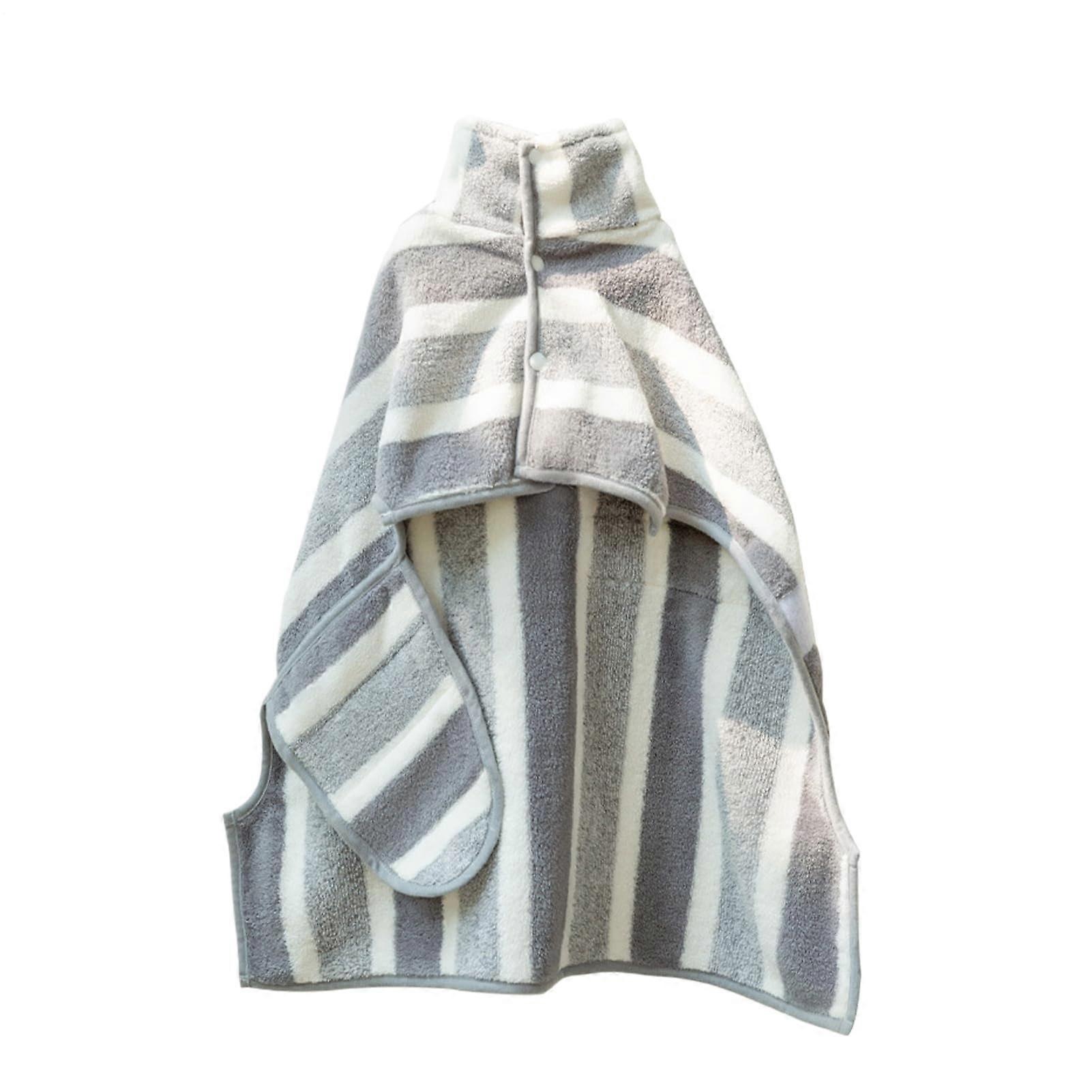 Pet Towels | Quick-Drying Highly Absorbent Microfiber Cape for Dogs, Striped Design in Gray and White, Small Size