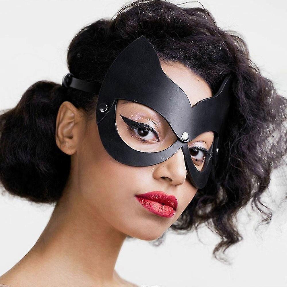 Face Cat Leather Harness Mask