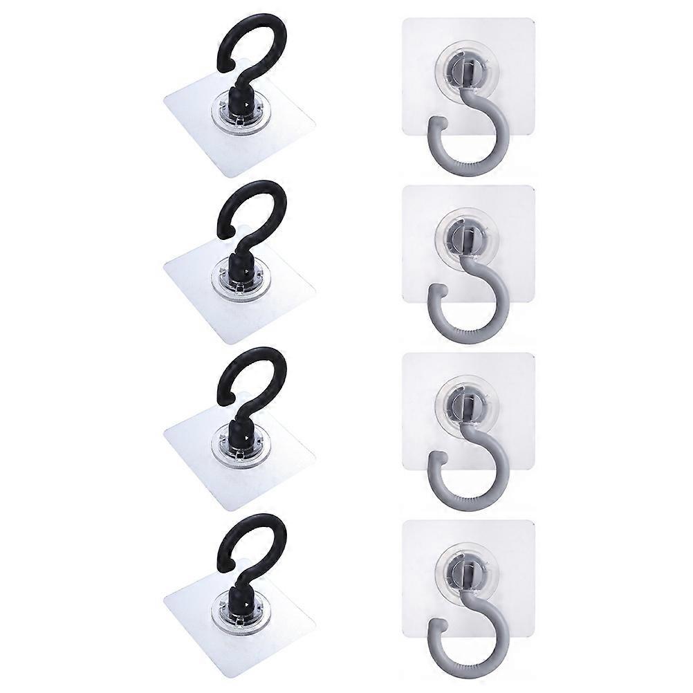 Household Adhesive Hooks Rotating Hook Shape Modern Style Waterproof ABS Material 8Pcs