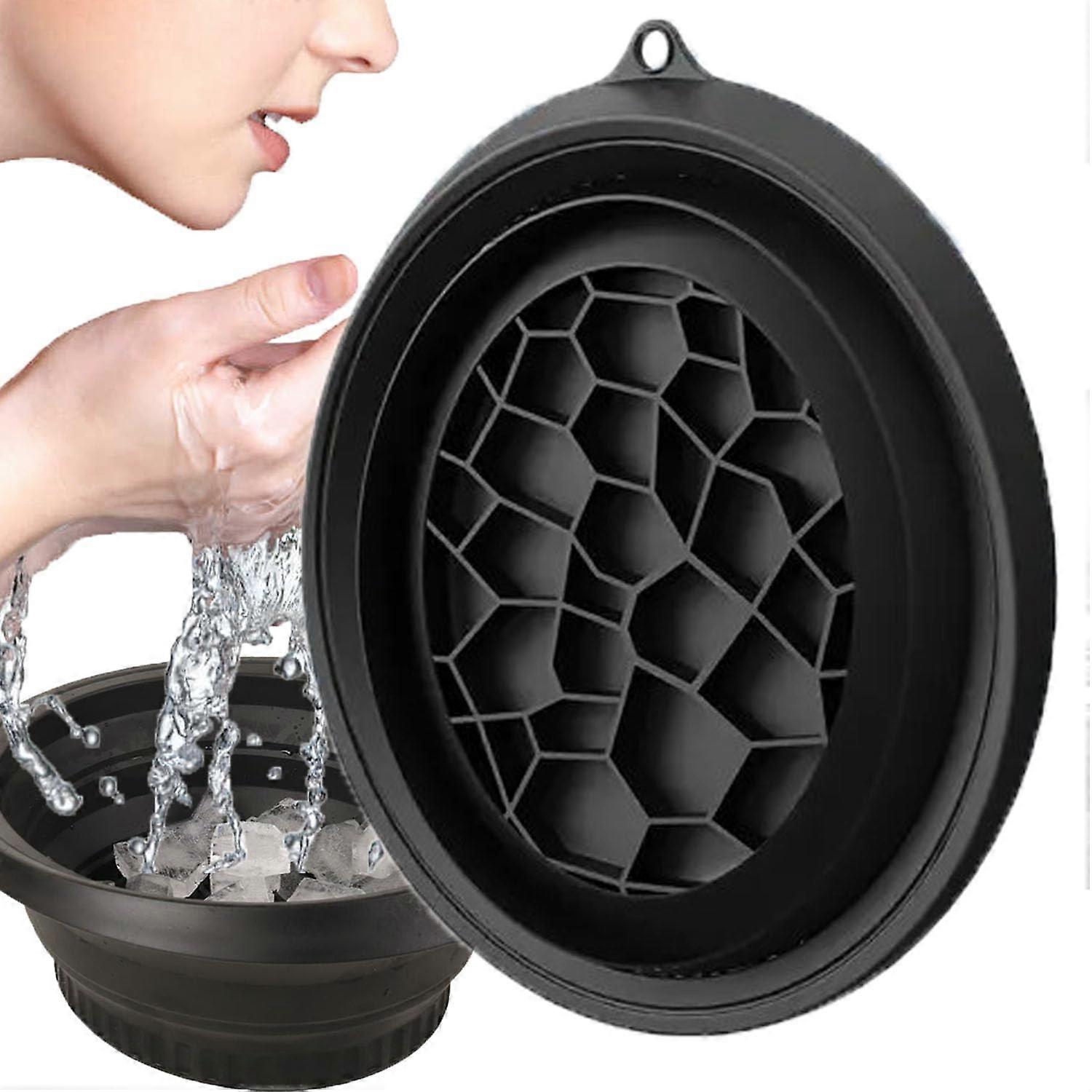 Ice Water Bowl for Face - 26x23x10 cm Black Portable Ice Bath Bowl for Puffiness Reduction and Pore Shrinking