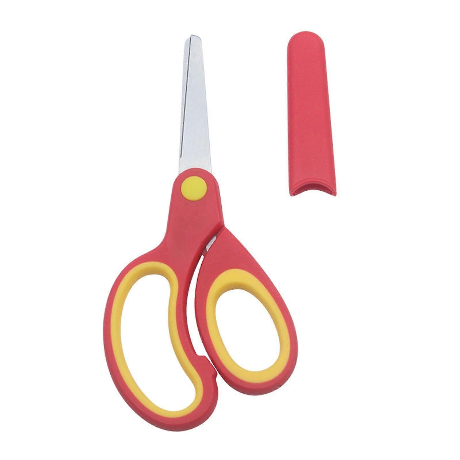 Kids Scissors Left-Handed Training Scissors for Crafting and School Use, Safety Scissors in Red and Yellow, Multi-Functional