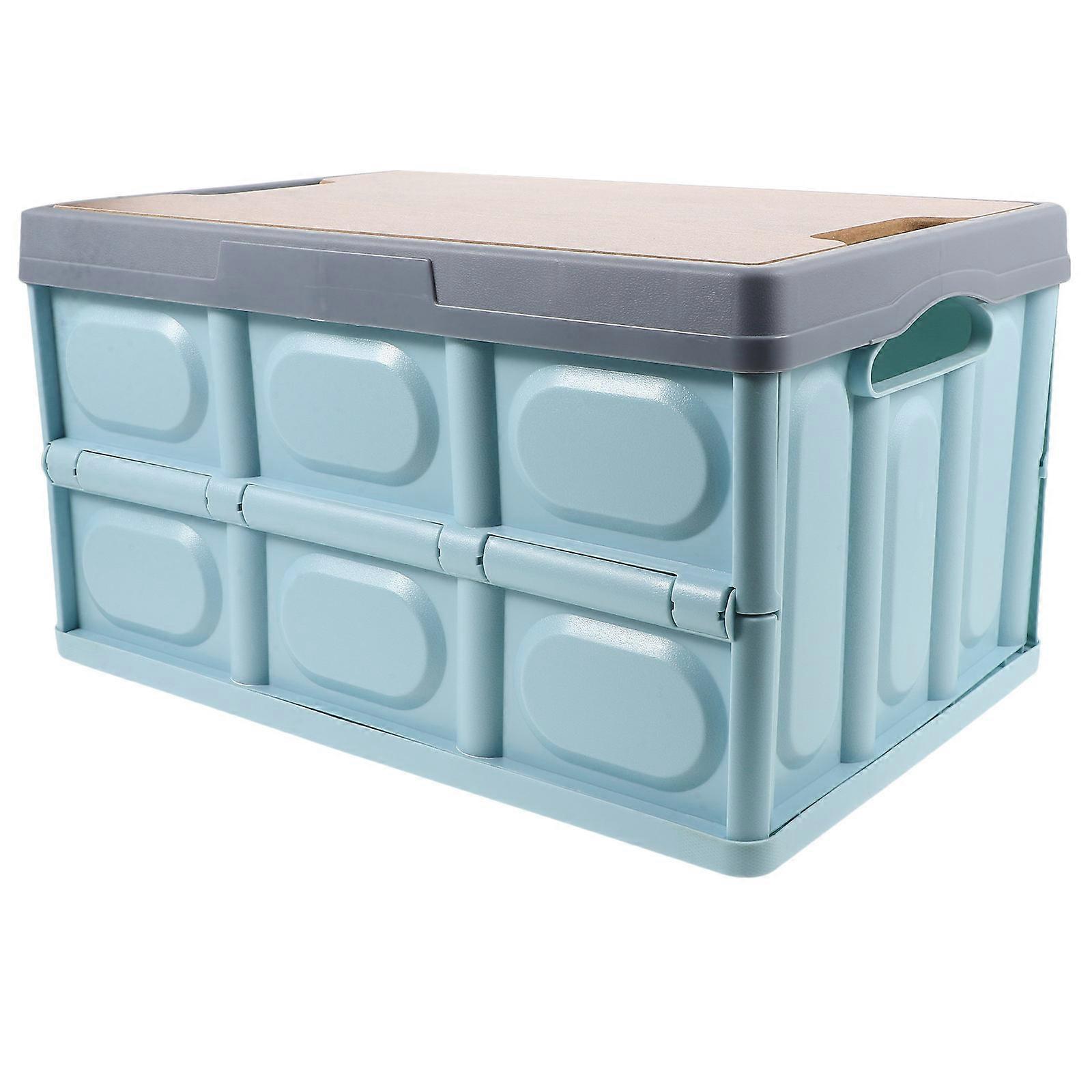 Blue Foldable Car Trunk Organizer Storage Box for Camping and Car Use with Large Capacity