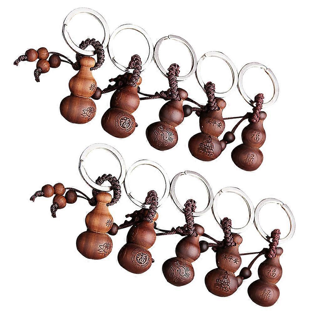Unique Key Accessory Gourd Shape Wooden Keychain Suitable For Keys In Stylish Brown Color Ideal For Both Men And Women With 10Pcs