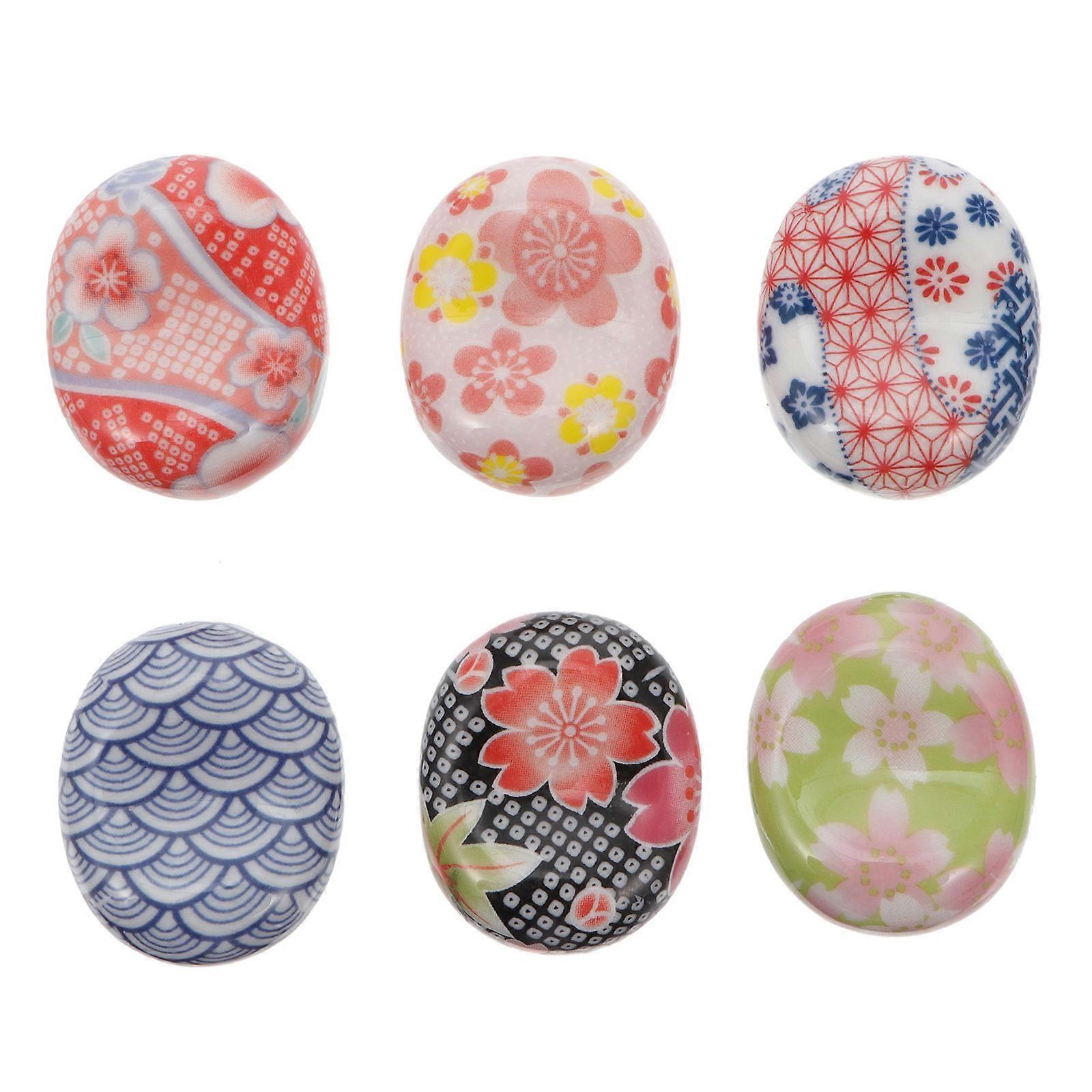 Ceramics Drawer Knob Replacement Home Improvement Circular Japanese Style Cupboard Handle 6Pcs