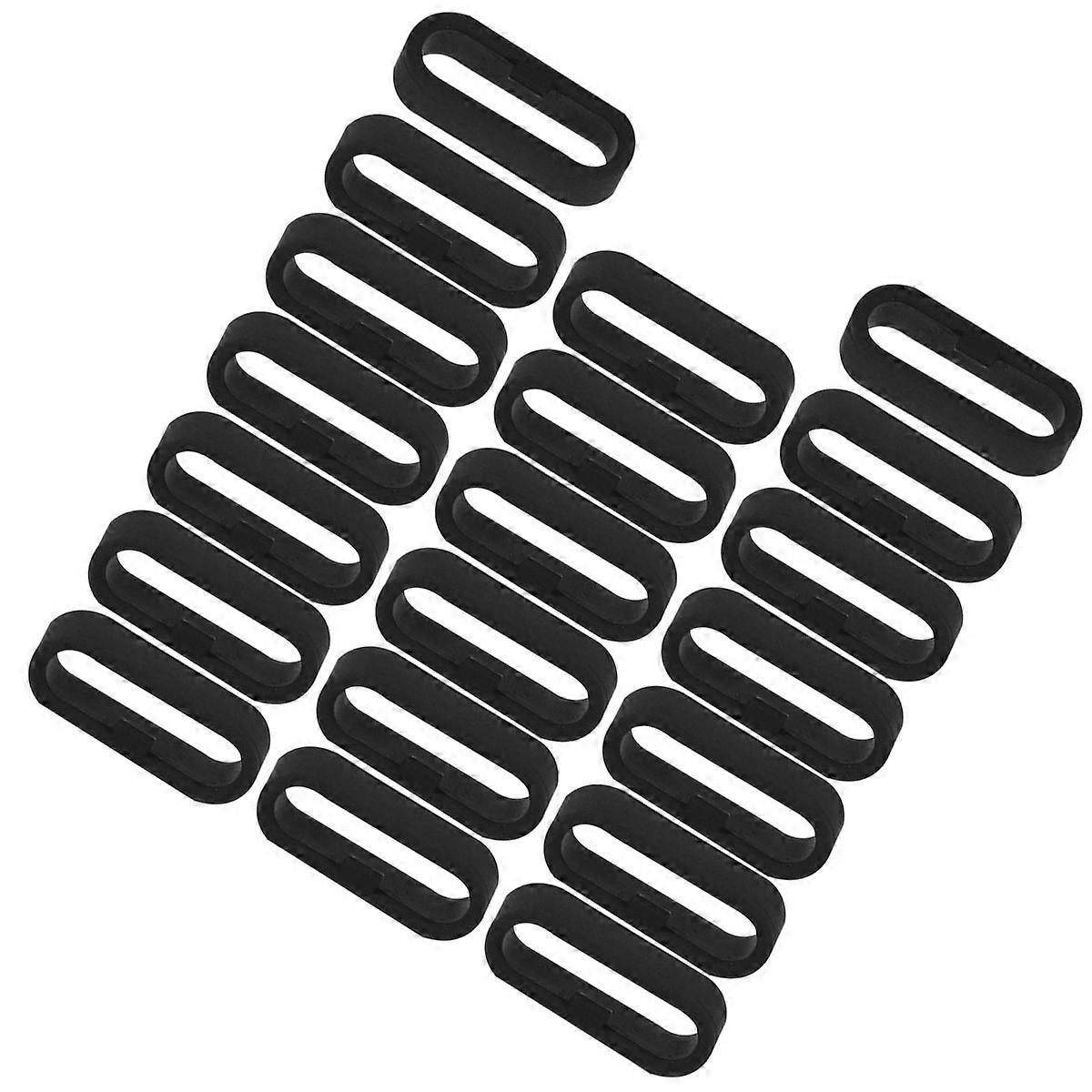 Silicone Watchbands Retaining Hoop Black AntiSlip Buckle Holder for Watchbands 20mm