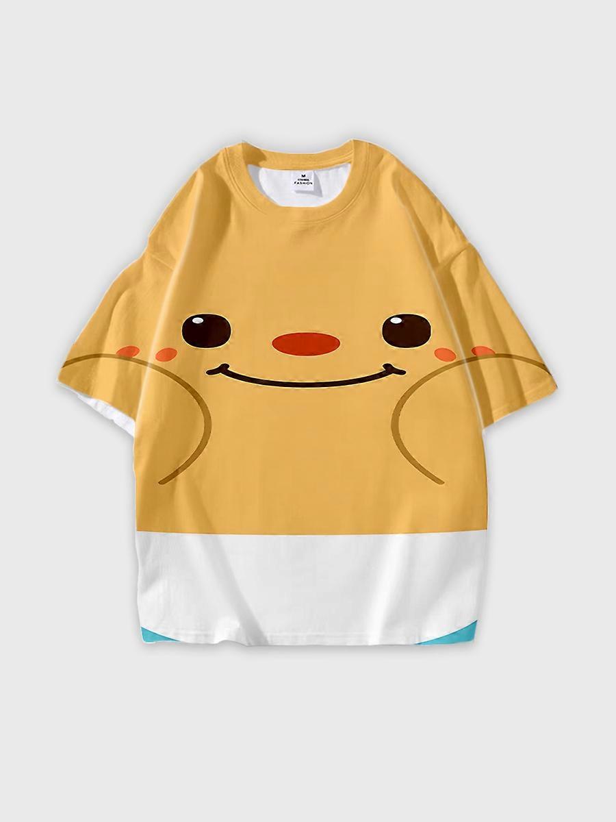 T-shirt round neck Pattern loose short sleeve O218