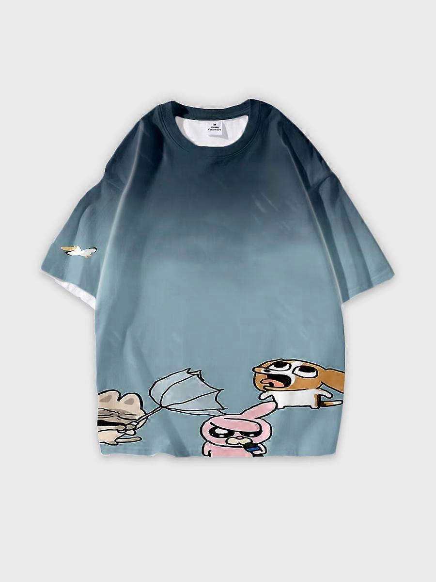 T-shirt short sleeve round neck summer casual loose D3311