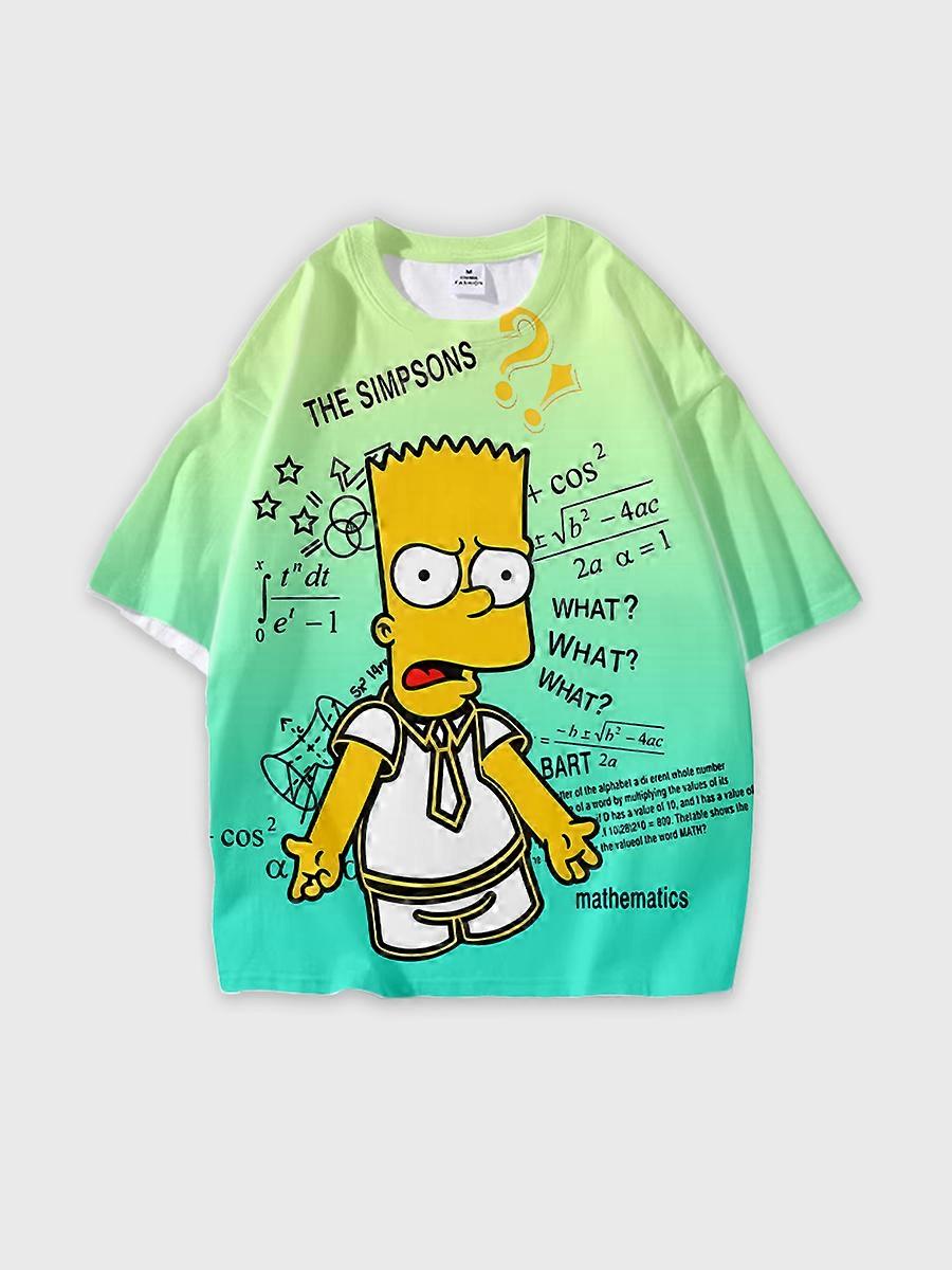 T-shirt girocollo Cartoon Pattern manica corta sciolta D3467