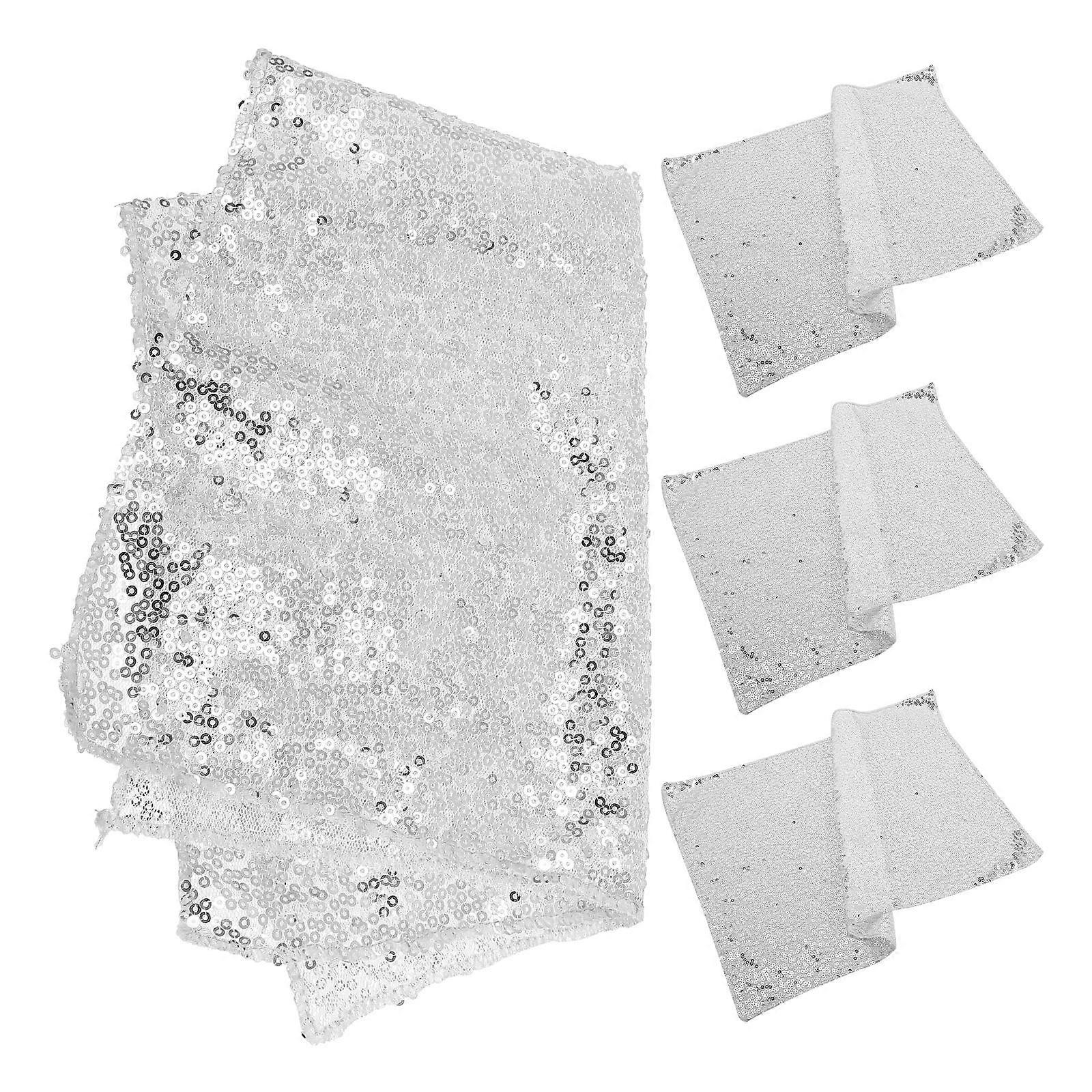 4pcs Solid Color Sequin Table Mats, Non Slip Heat Resistant Placemats for Dining Tables, Restaurant and Home Use