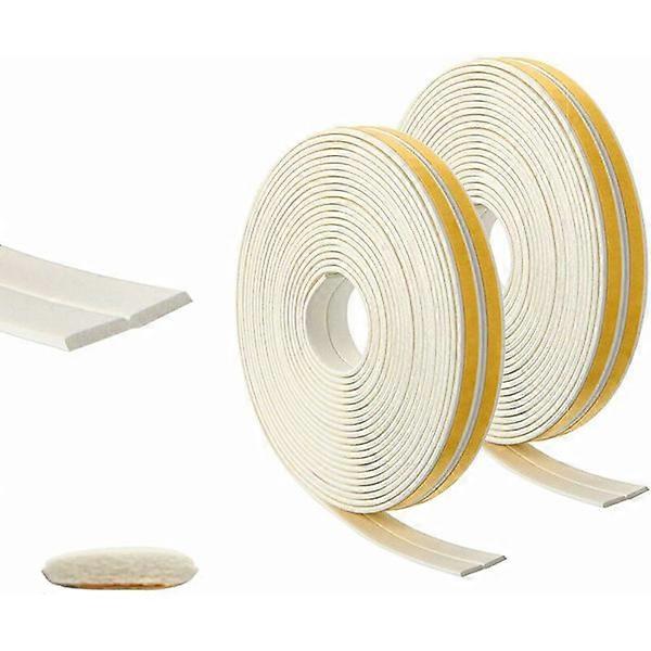 Joints de fenêtre autocollants en caoutchouc imperméable et insonorisé autocollant en mousse I-profile blanc (2 rouleaux total 30 mètres)