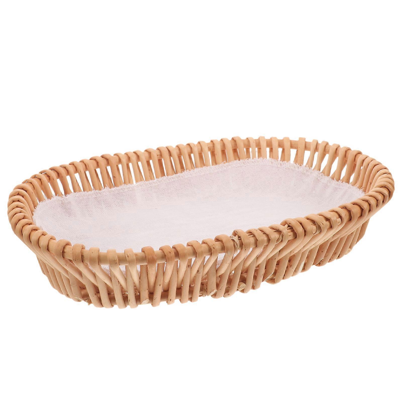 Serving Baskets Rattan Bread Basket Restaurant Use for Food Serving Natural Color 30.00X20.00X6.00CM 1Pack