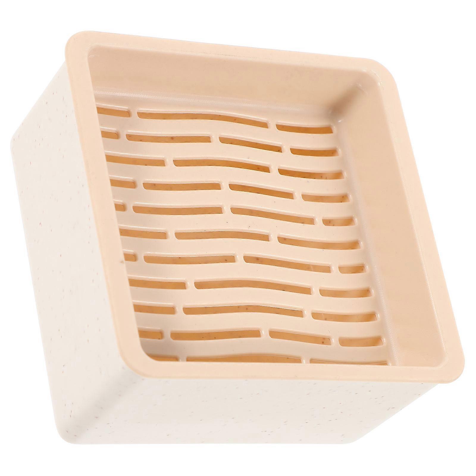 Cat Grass Planter with Hydroponic System for Home Use Beige Plastic Double Layer Design 7.87x4.92x3.15 Inches
