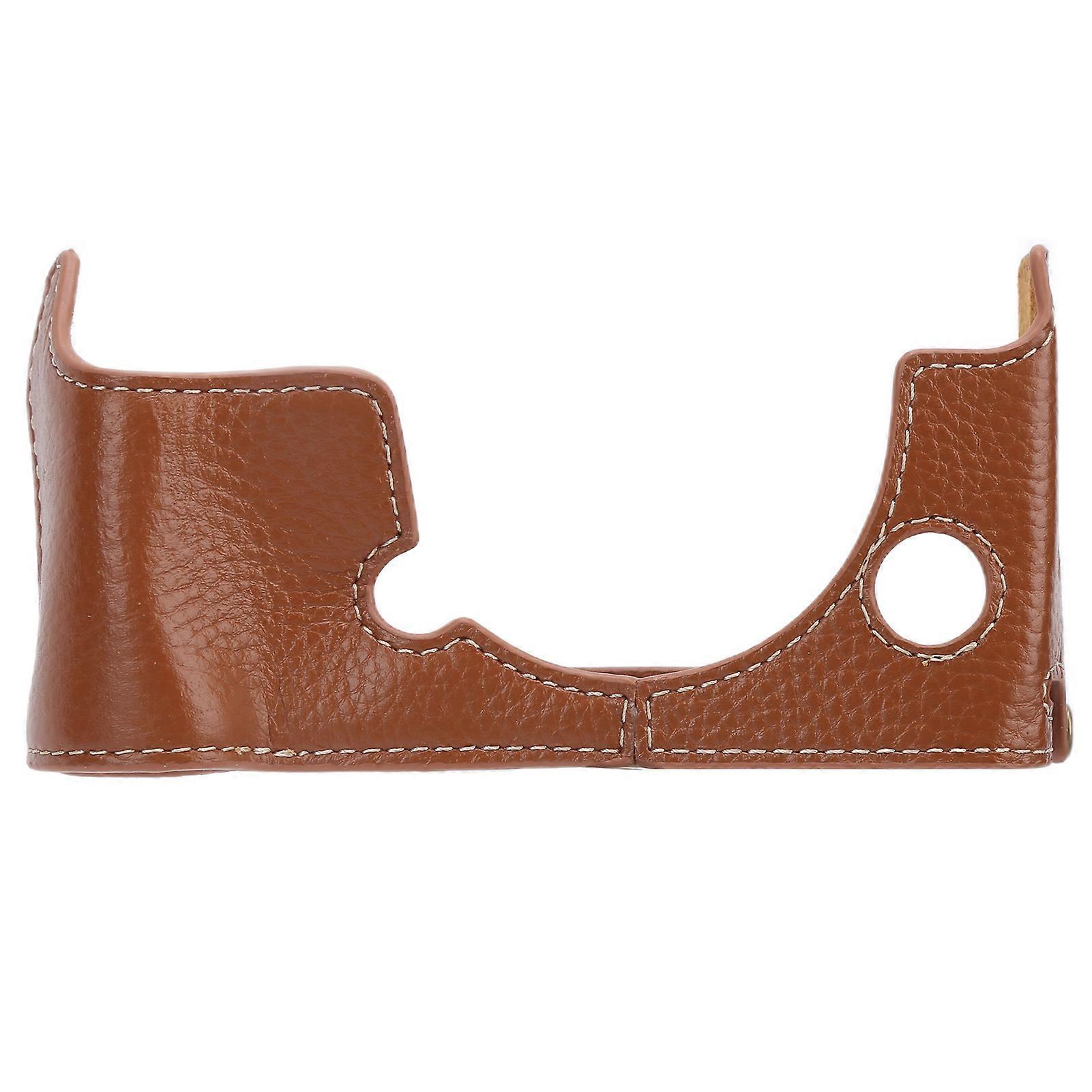 Leather Camera Half Case for Fujifilm XT4 Half Body Protection Camera Base Case Bag with Battery Access(Brown )