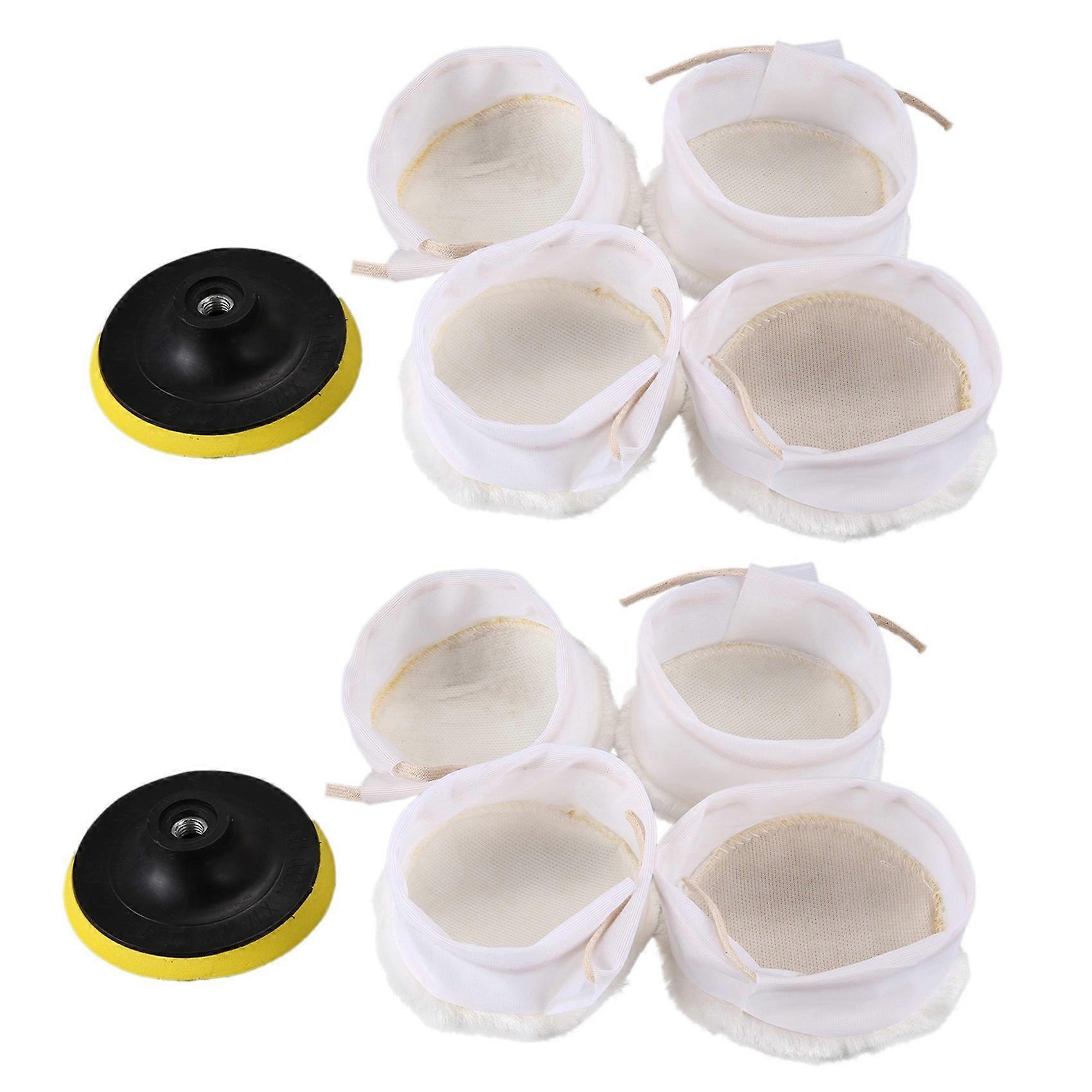 5Pcs Polisher/Buffer kit Soft Wool Bonnet Pad White