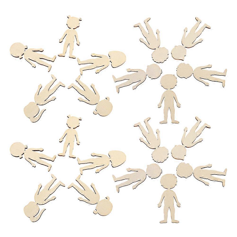 100pcs Unfinished Wooden People Cutouts for DIY Crafts, Natural Wood Shapes for Creative Projects, Skill Development & Imagination