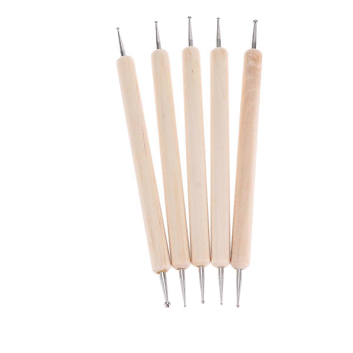 Dotting Pen Set with Stainless Steel and Wood for Crafts Making 5 Pieces Lightweight Easy to Use