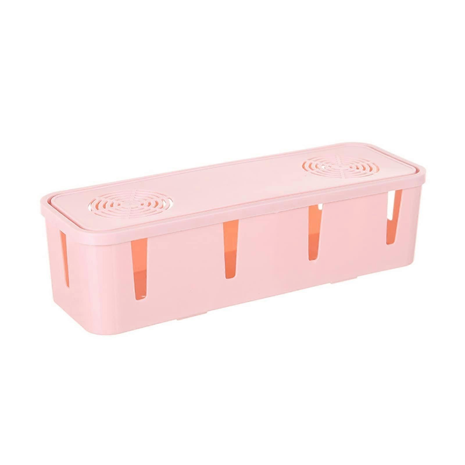 Cable Box - Pink Dustproof Security Cable Storage Box for Chargers, Plastic Tidy Cable Management Device, Home Decoration