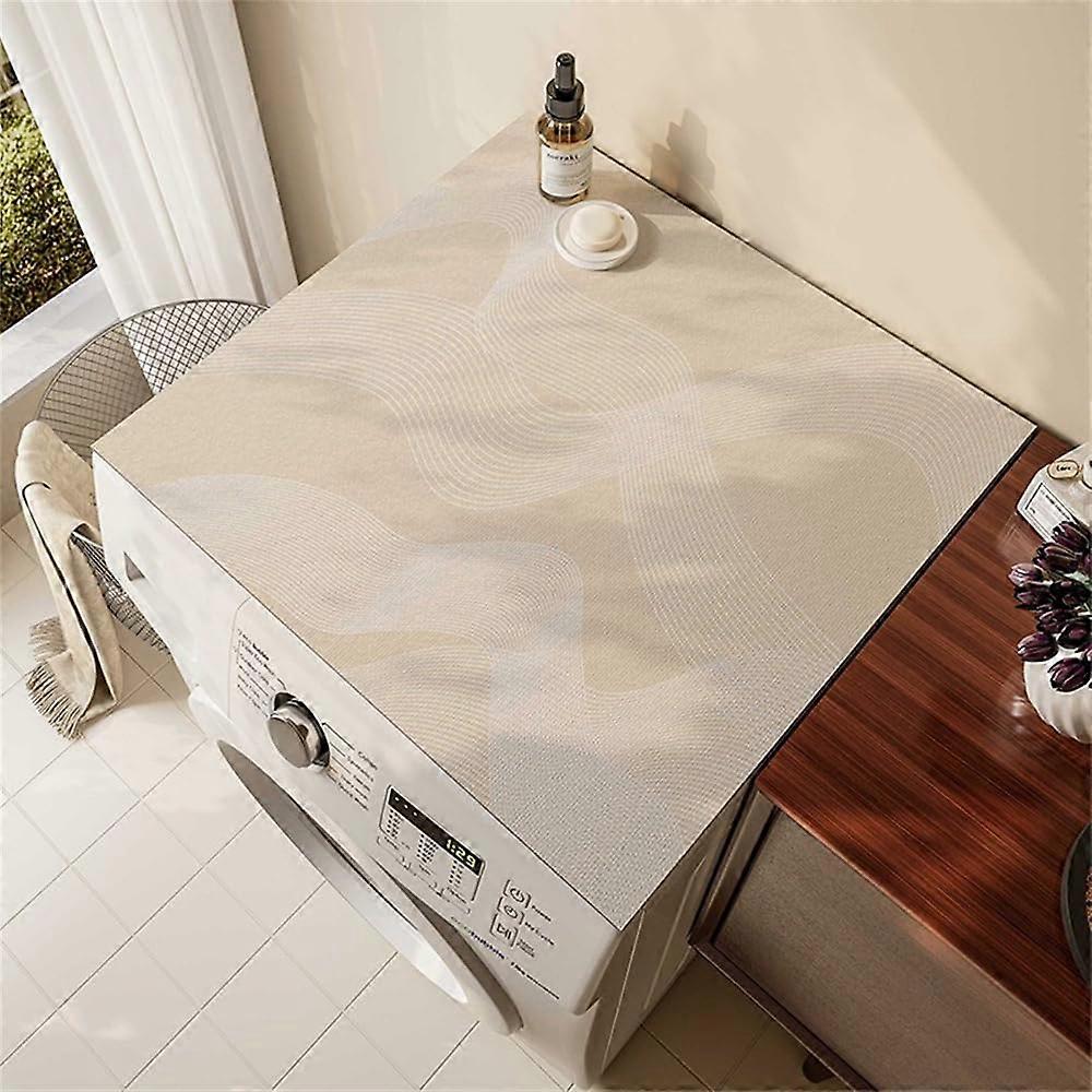Washing Machine Pad, NonSlip, Washing Machine Cover, Universal, Absorbent, QuickDrying, Washing Machine Cover, Khaki Geometry (Size: 30 x 40 cm)