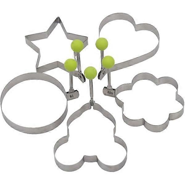 Fried Egg Ring, 5-Pack Egg Molds with Handles for Breakfast Engli
