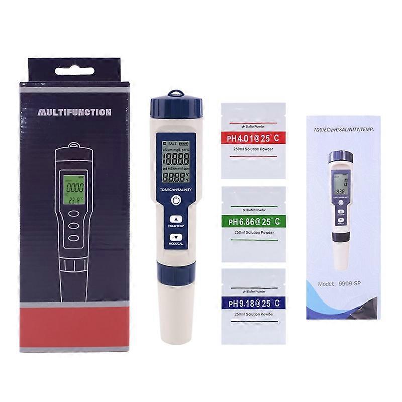 专业 5 合 1 数字水采样器 PH/TDS/EC/盐度/温度测量仪笔防水多功能仪表