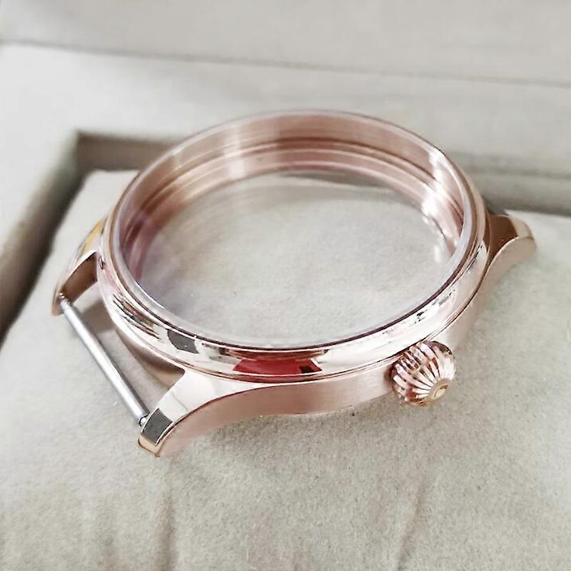 44mm Stainless Steel Watch Case Steel Screw in Rose Gold Case for ETA 6497 6498 Seagull ST3600 ST3621 Manual Winding Motion Sensor Watch