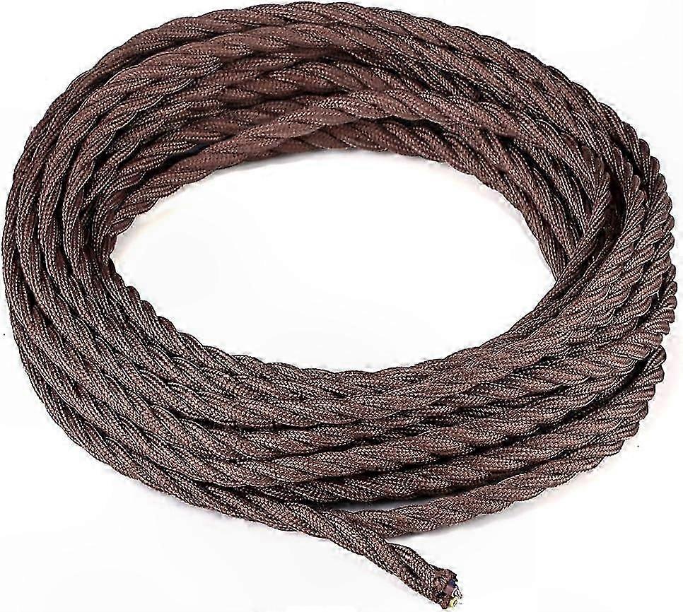 10m 3-Core Brown Braided Fabric Cable for DIY Pendant Lighting