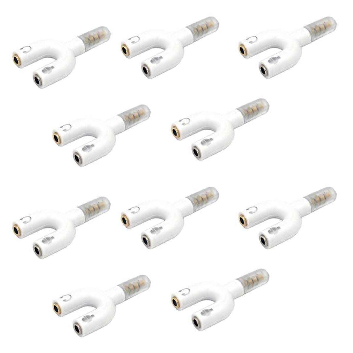 10pcs 3.5mm Headphone Jack Audio Splitter U Type Adapter Microphone and Audio 2-in-1 Swivel Connect