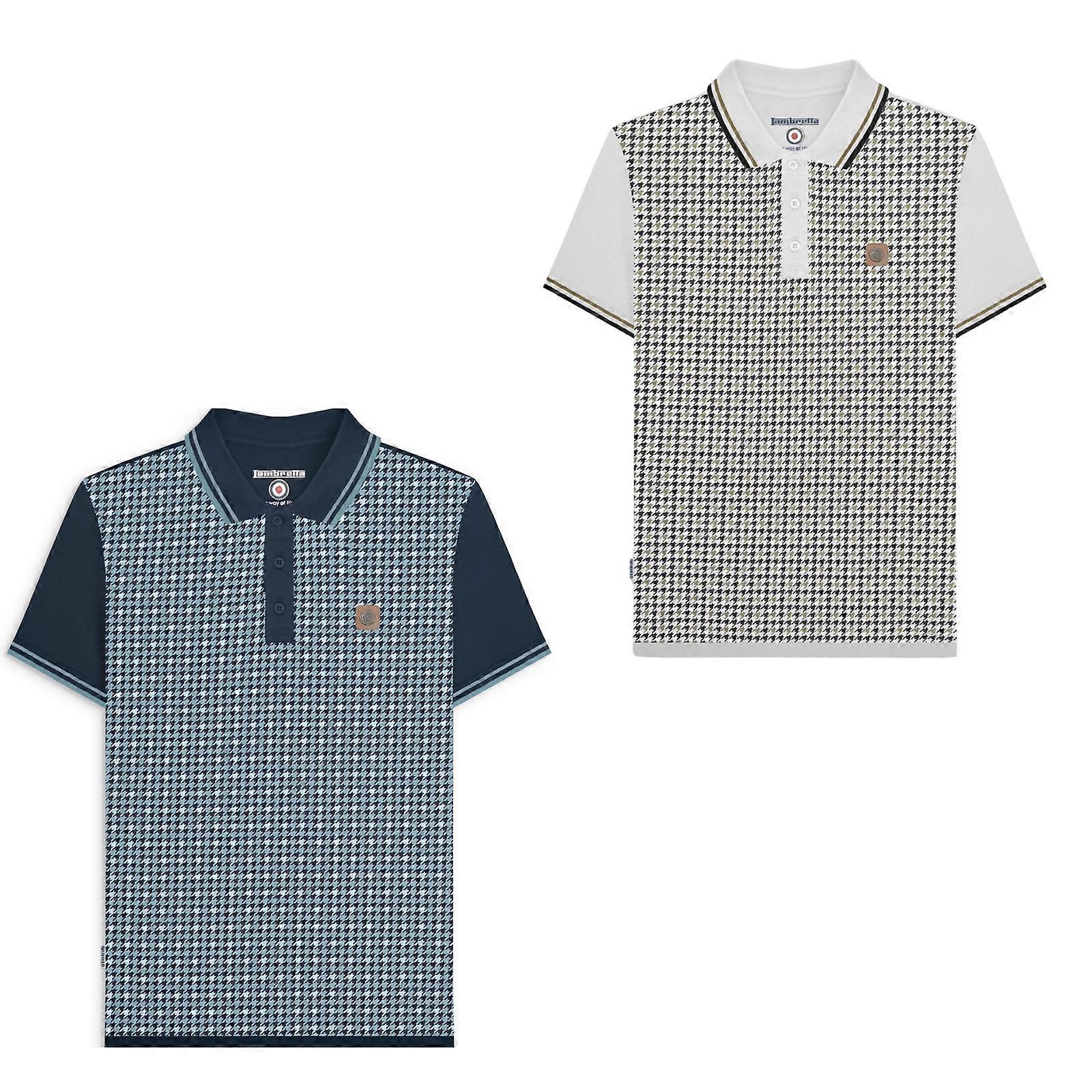 Lambretta Mens Houndstooth Short Sleeve Polo Shirt