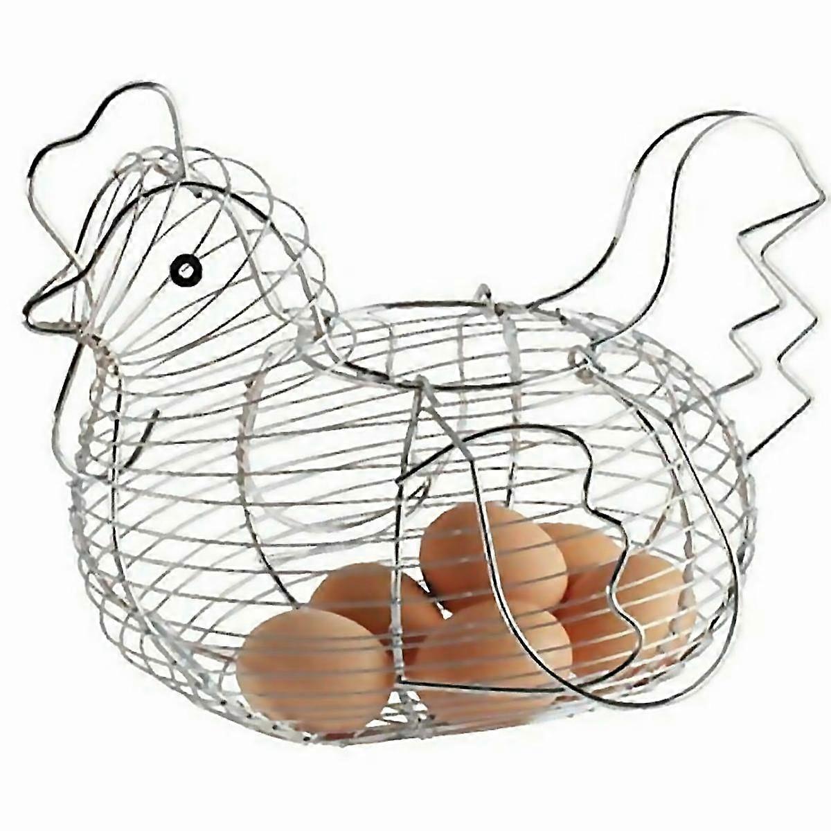 Chrome Wire Chicken Hen Egg Basket Holder Kitchen Storage Rack Eggs Container