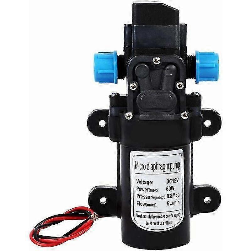 High Pressure Water Pump - DC 12V 116 PSI 5 L/Min Diaphragm Water Pump, Self Priming Sprayer Pump with Clamps for Caravan/Boat/RV/Garden
