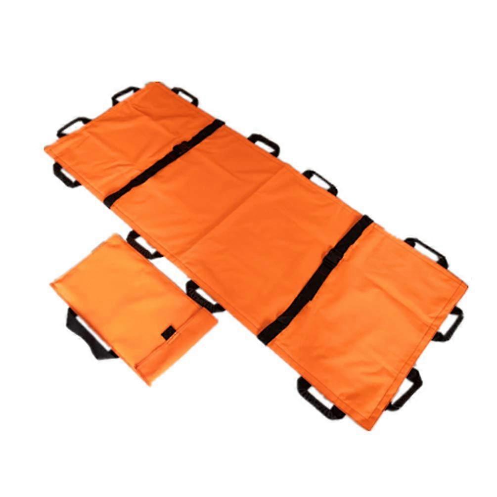 Waterproof, foldable, soft stretcher with 12 handles, carrying bag, orange