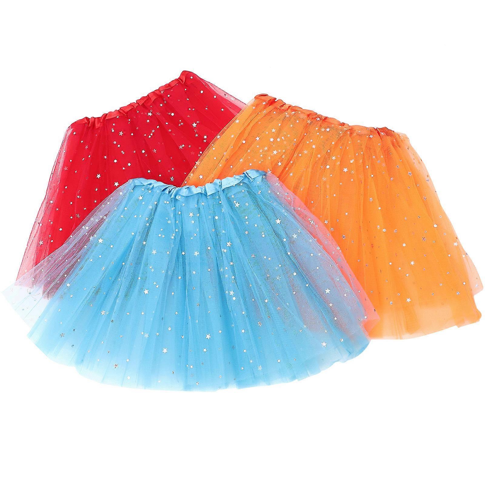 Kawaii Tutu Skirt for Toddler Girls in Assorted Colors with Elastic Waistband and Mesh Material 3 Pcs