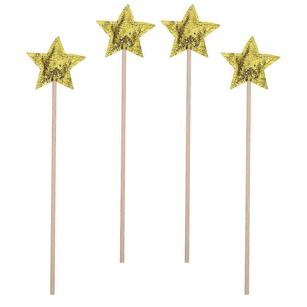 4pcs Fairy Wand with Sequin Star Stick for Birthday Party Decorations and Celebration Performance Props