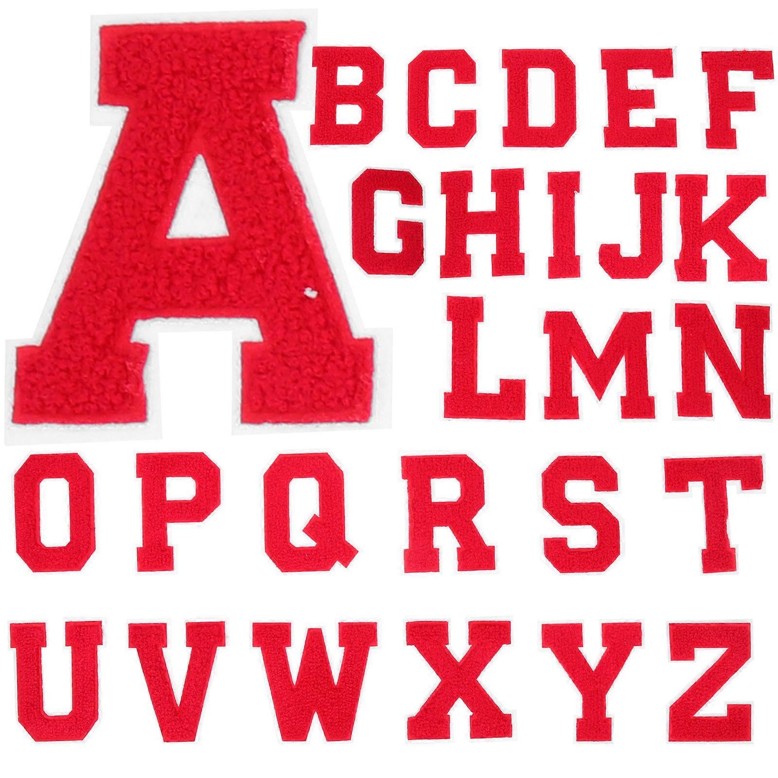 Iron-On Decorative Clothing Patches, 26Pcs In Red For DIY Projects, Suitable For Pillows, Cushions And More, Unique Letter Shape