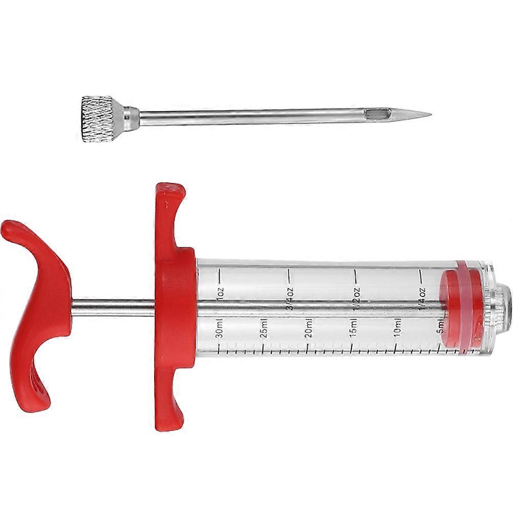 Stainless Steel Meat Injector Kitchen Tool For Barbecue Cooking With Red Color And Practical Function 1 Set