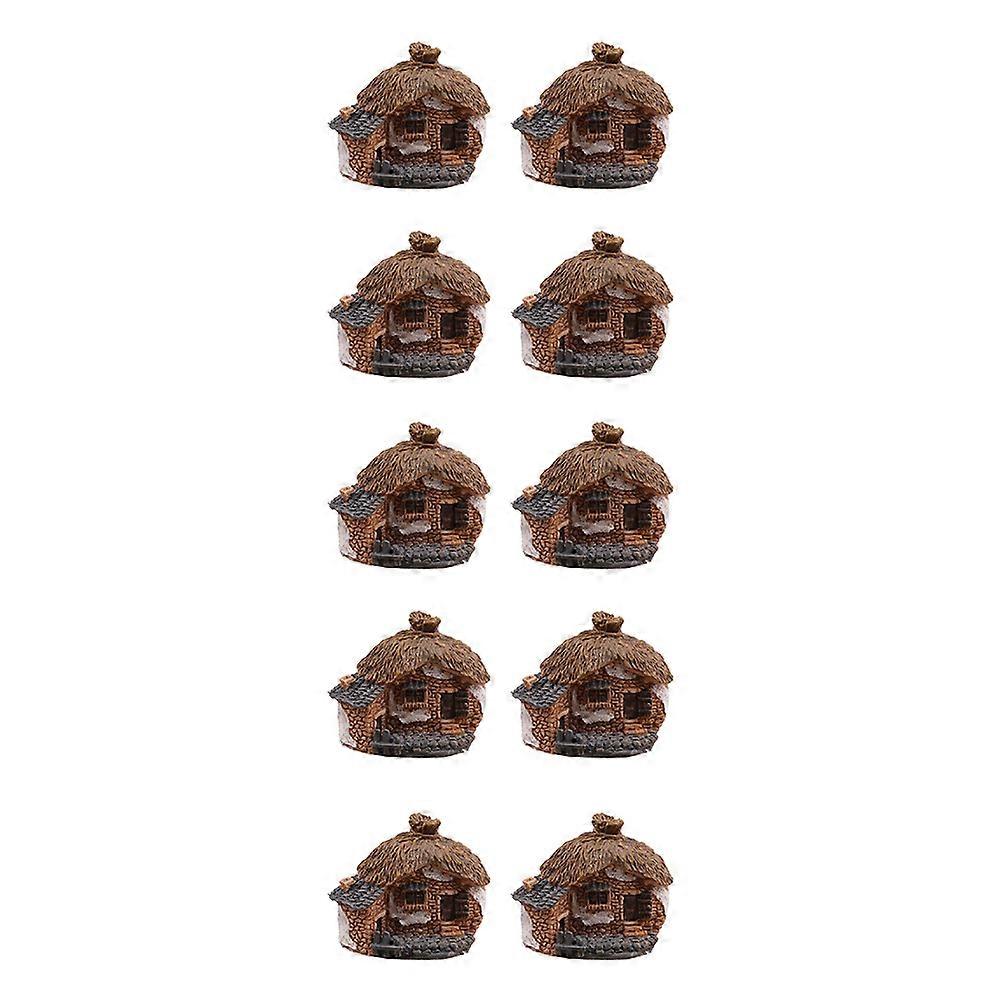 10pcs Mini Villa Adornments Decorative Mini House Models Resin Craft Aesthetic Home Decor for Outdoor Spaces