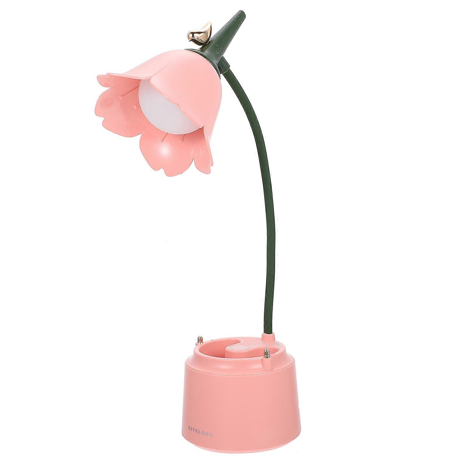 Rechargeable Eye Protection Desktop Lamp With Pen Holder Design For Students In Pink Color 1 Set