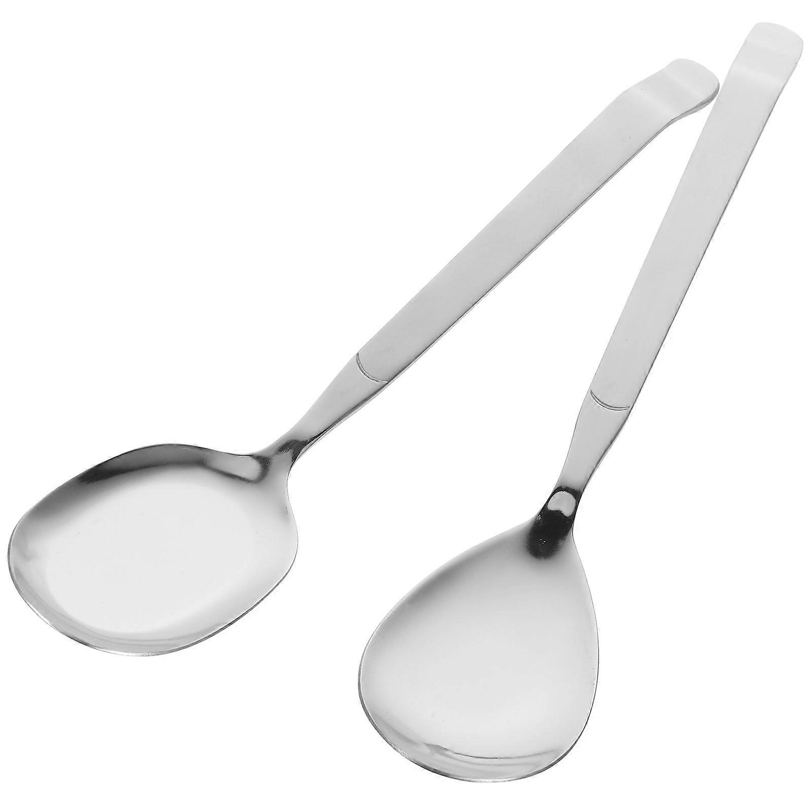 Serving Spoon Set of 2 Large Stainless Steel Kitchen Utensils for Buffet Party Hot Pot and Daily Use Lightweight Polished Design