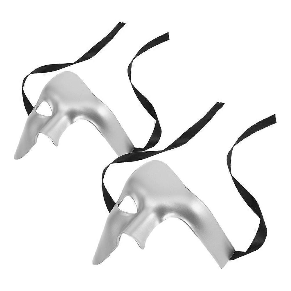 Here's a refined and engaging product description based on your input:
**2 Pcs Classic Vintage Masquerade Ball Mask for Men – Silver Half Face