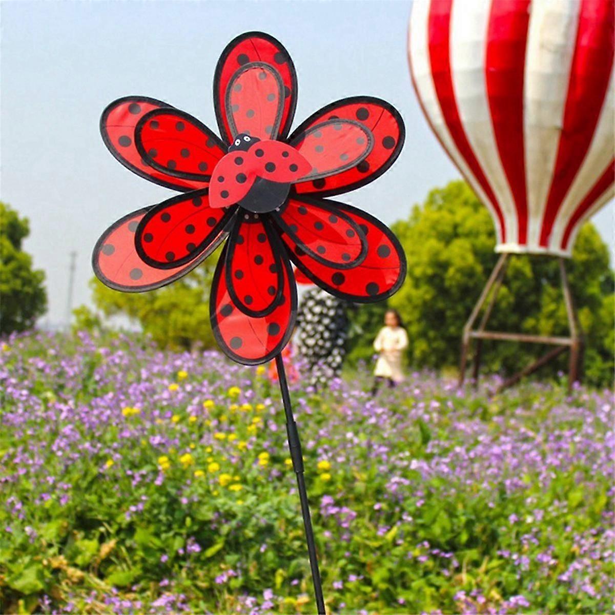 Wind Spinners Kids,Pinwheels Eye Catching Colorful Double Layer Windmill Pinwheels with Stakes E